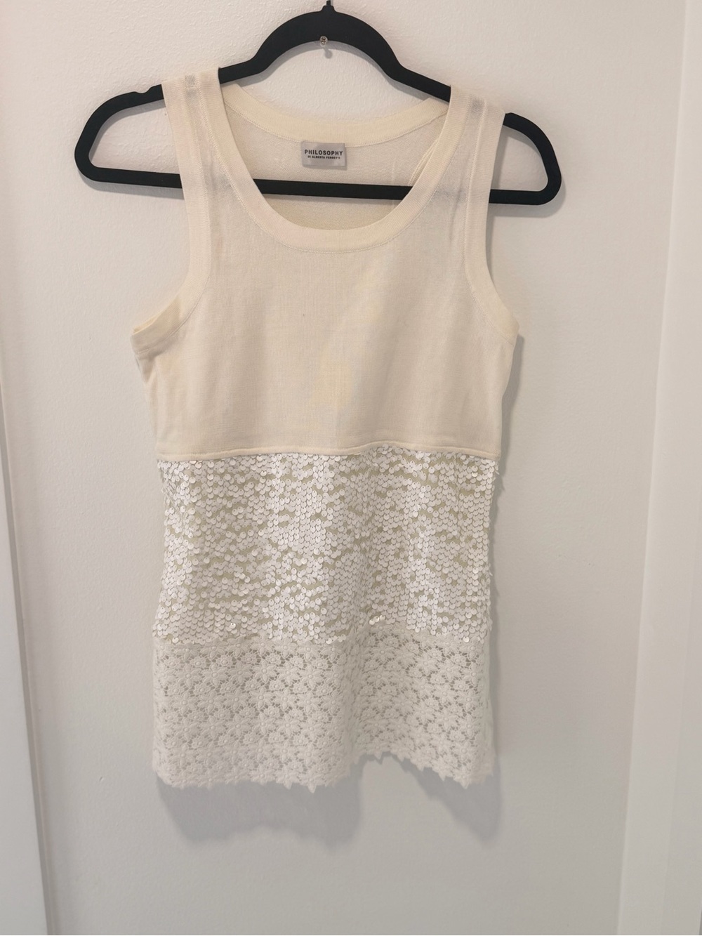 Alberta Ferretti Cream Crewneck Knit Top